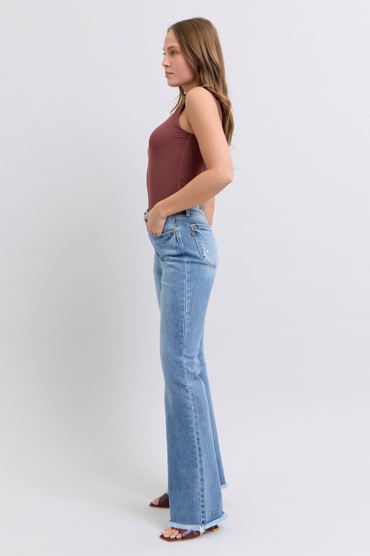 Judy Blue Full Size Raw Hem High Rise Bootcut Jeans