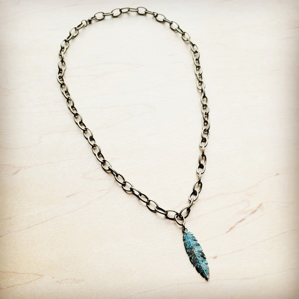 Antique Gold Collar Necklace w/ Feather Pendant