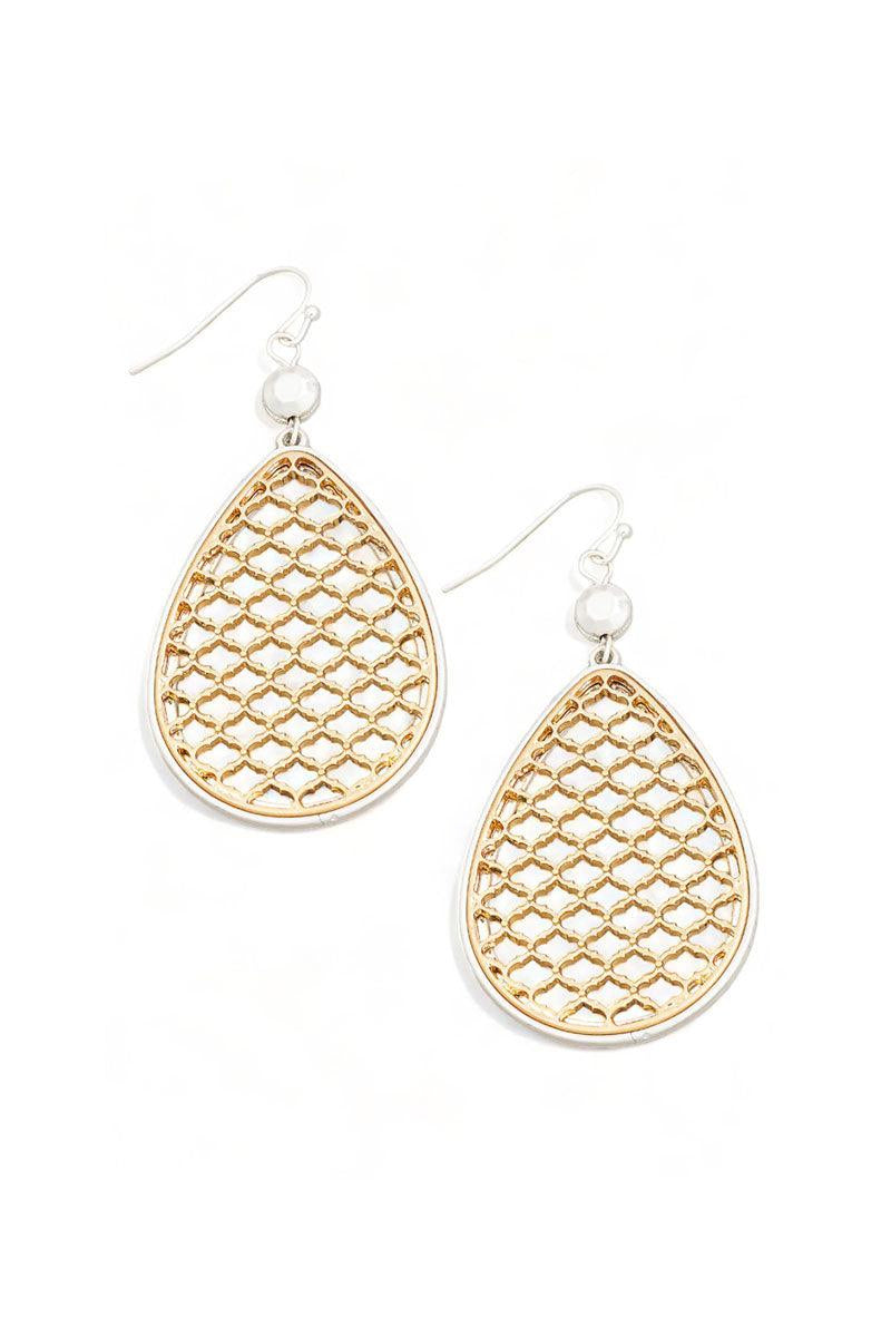 Teardrop Filigree Mesh Drop Earrings 