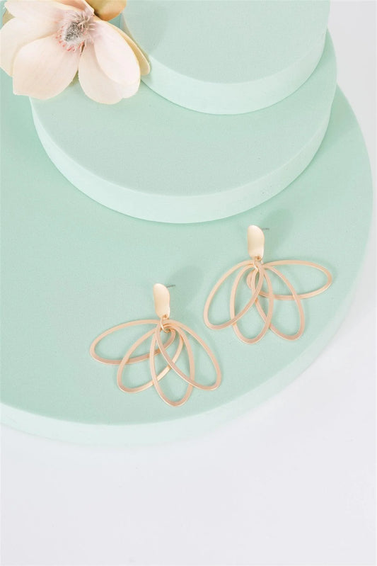 Matte Gold Lilly Oval Multi Hoop Drop Earrings