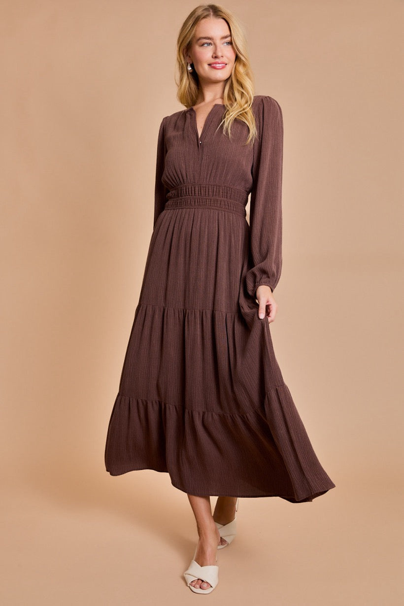 Woven Long Sleeve Maxi Dress