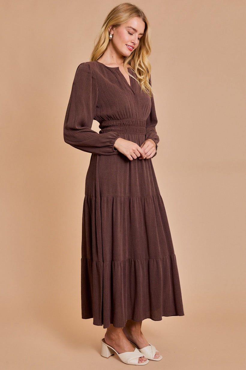 Woven Long Sleeve Maxi Dress