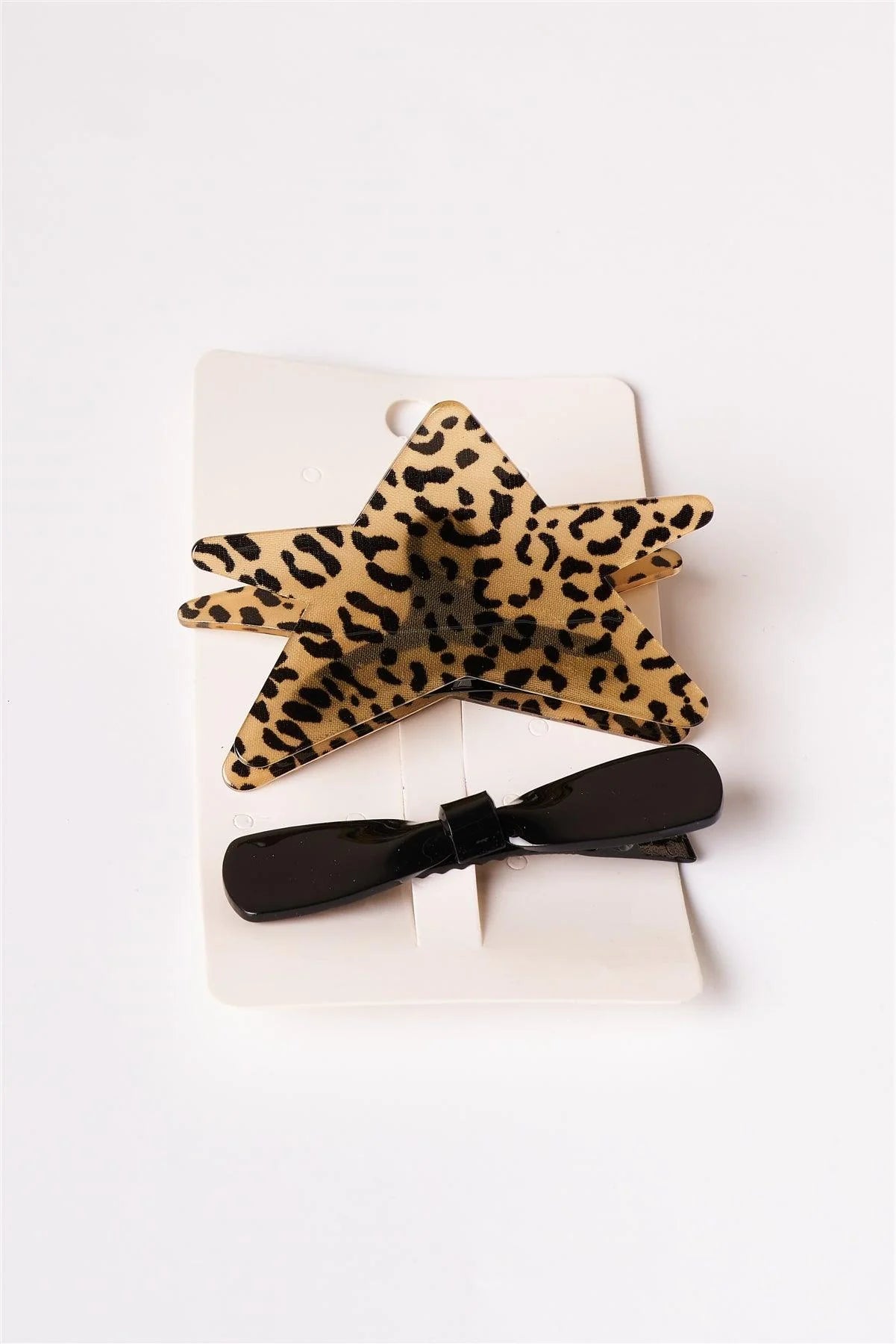 2-Piece Cheetah Star Butterfly & Bow Hair Clip Set